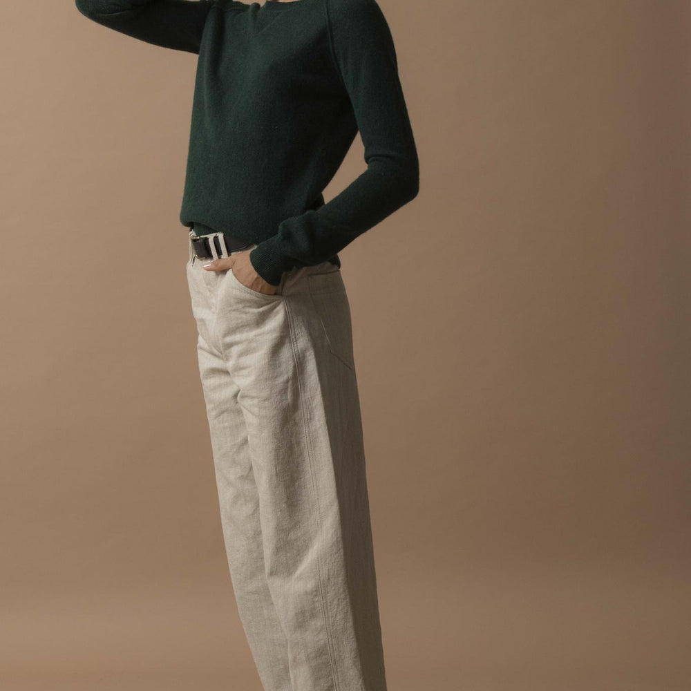WILMA pull col rond cyprès 100% cachemire