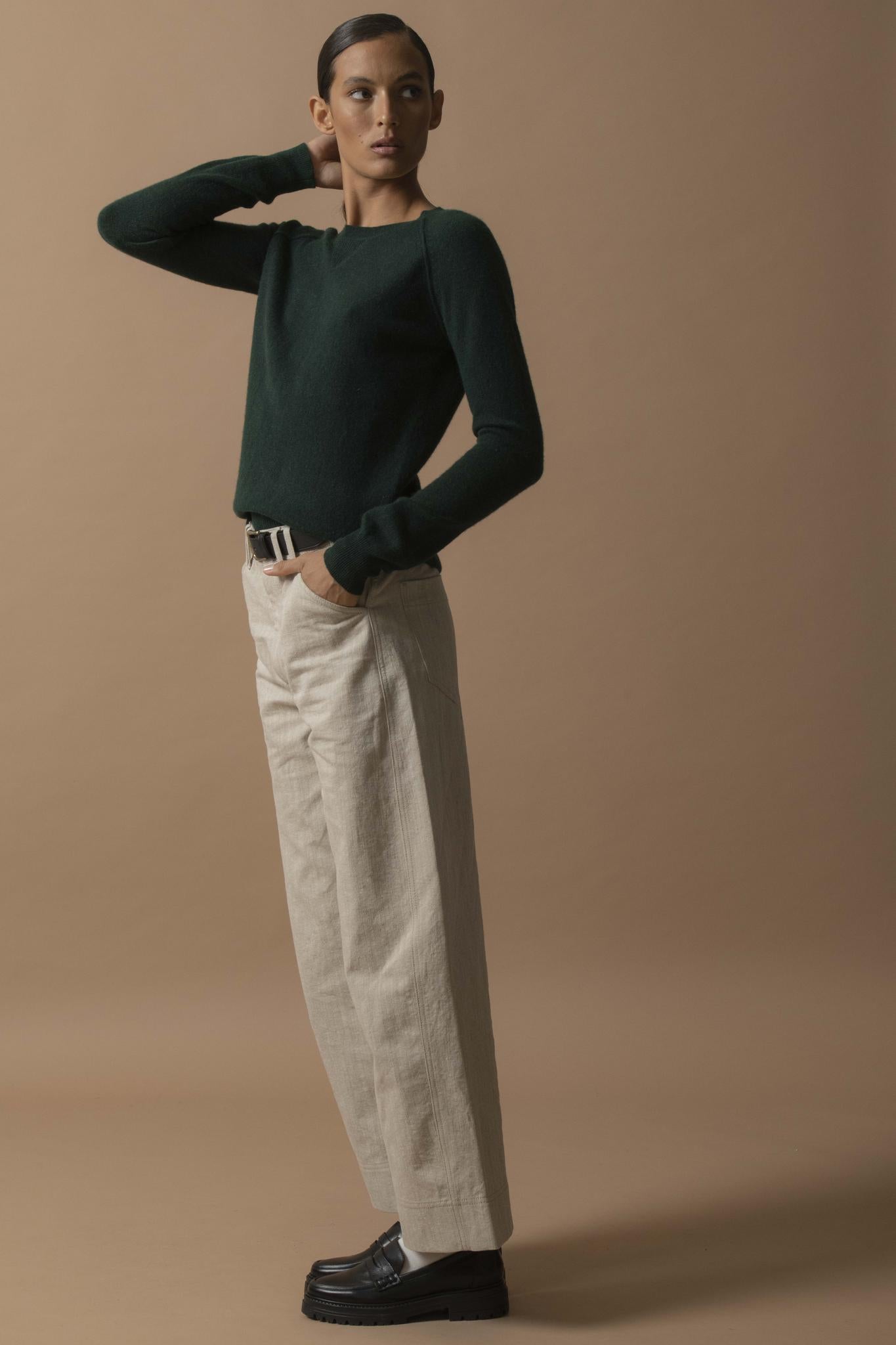 WILMA pull col rond cyprès 100% cachemire