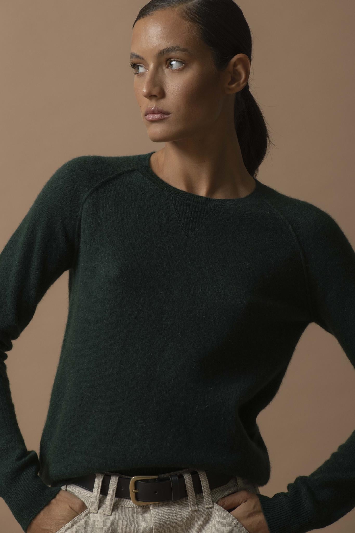 WILMA pull col rond cyprès 100% cachemire