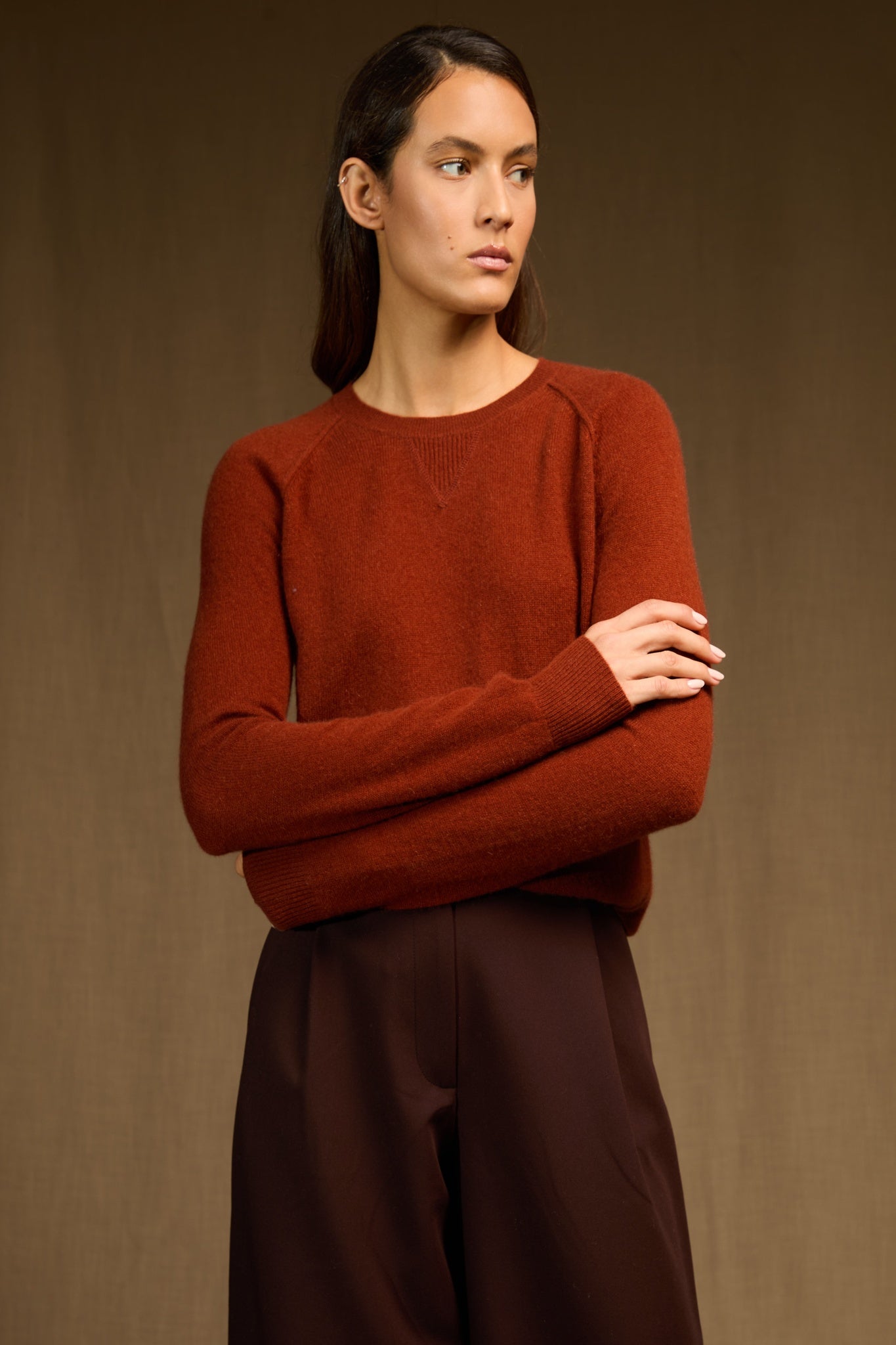 WILMA pull col rond écureuil 100% cachemire