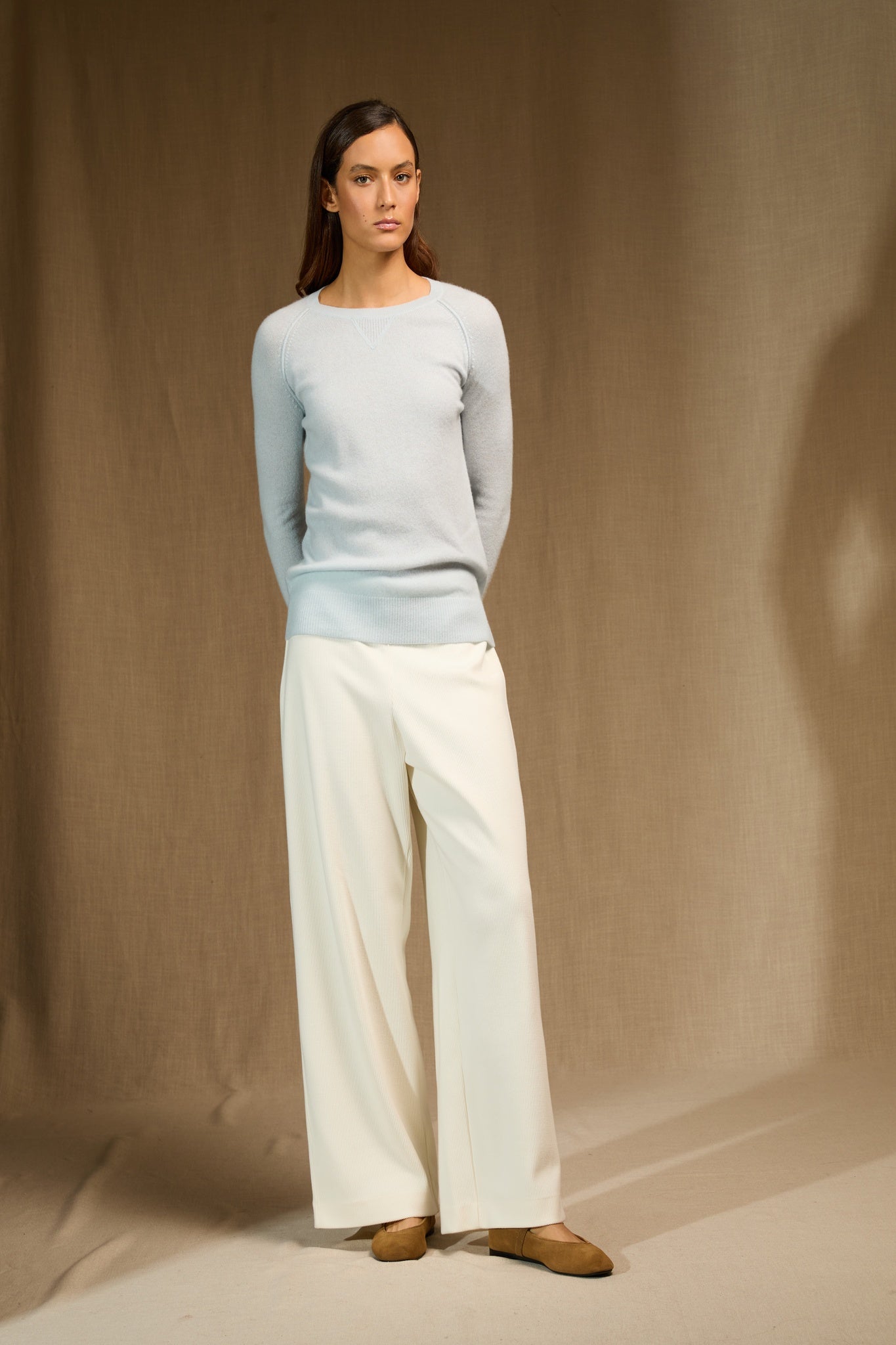 WILMA pull col rond givre 100% cachemire