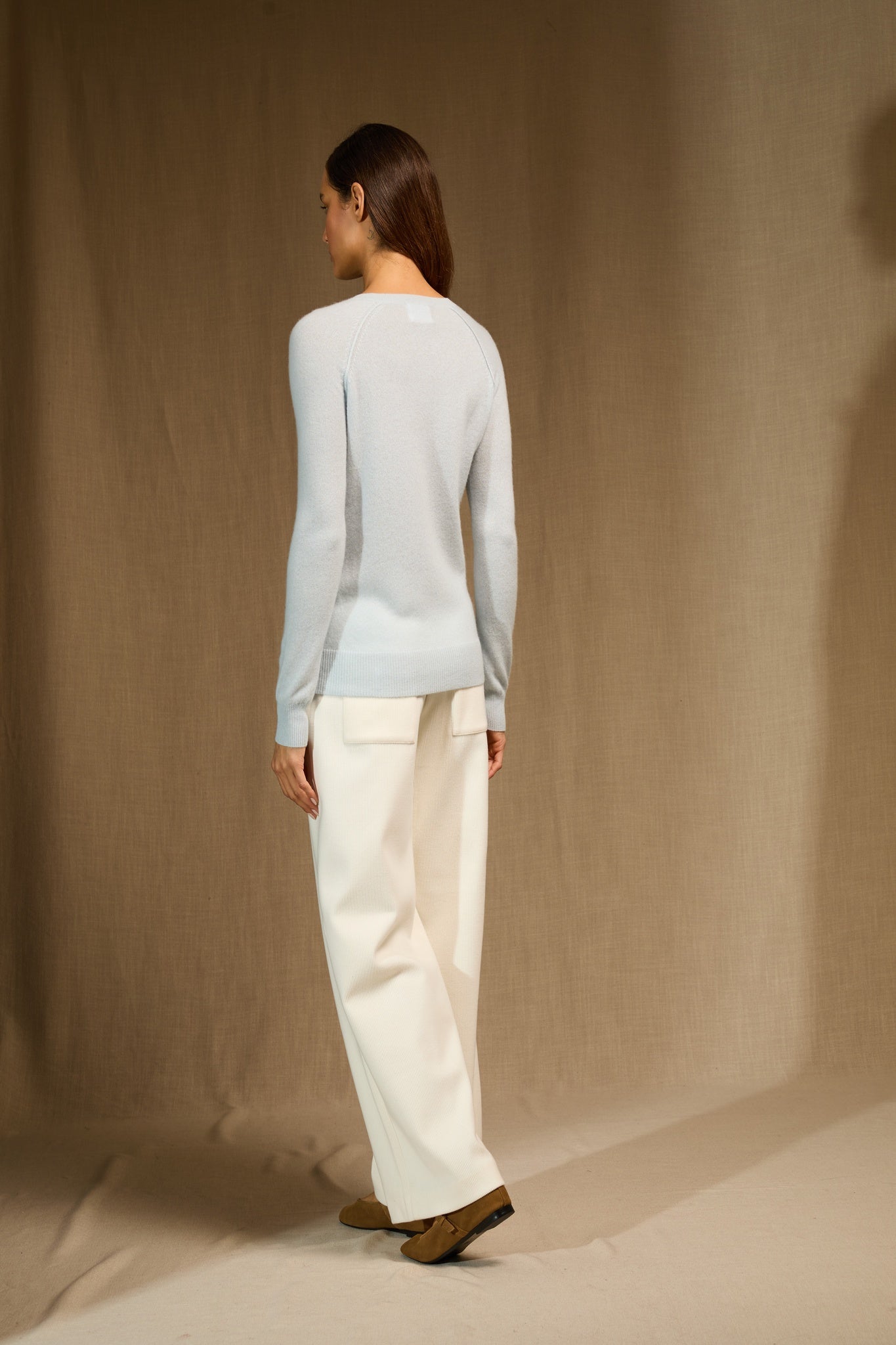 WILMA pull col rond givre 100% cachemire