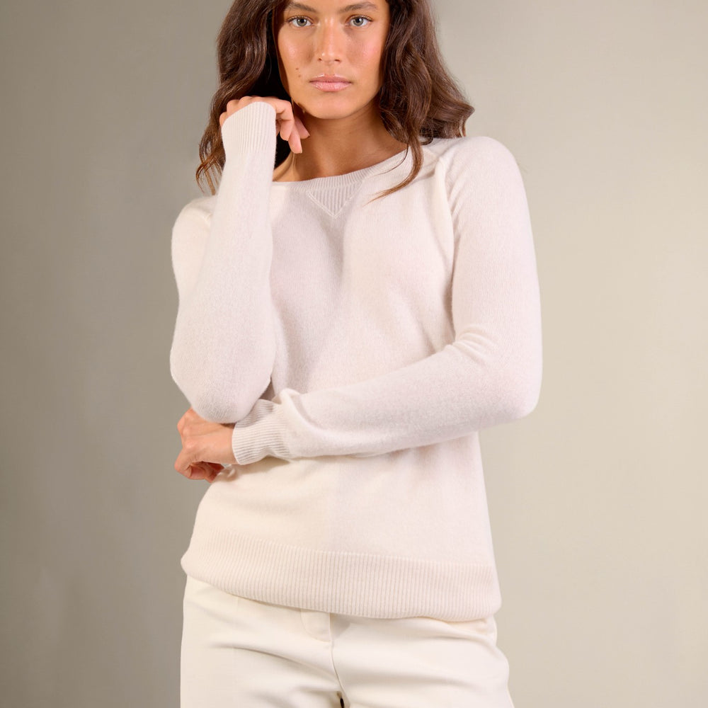 wilma pull col rond ivoire 100% cachemire