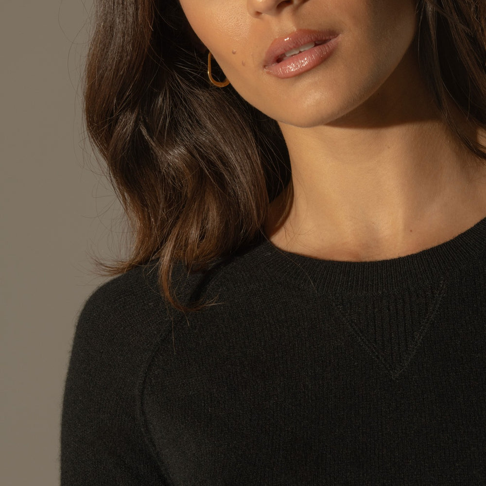 wilma pull col rond noir 100% cachemire