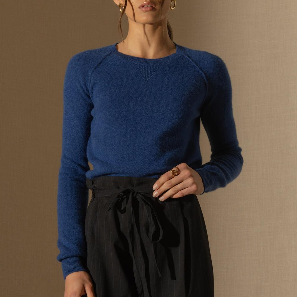 WILMA pull col rond outremer 100% cachemire