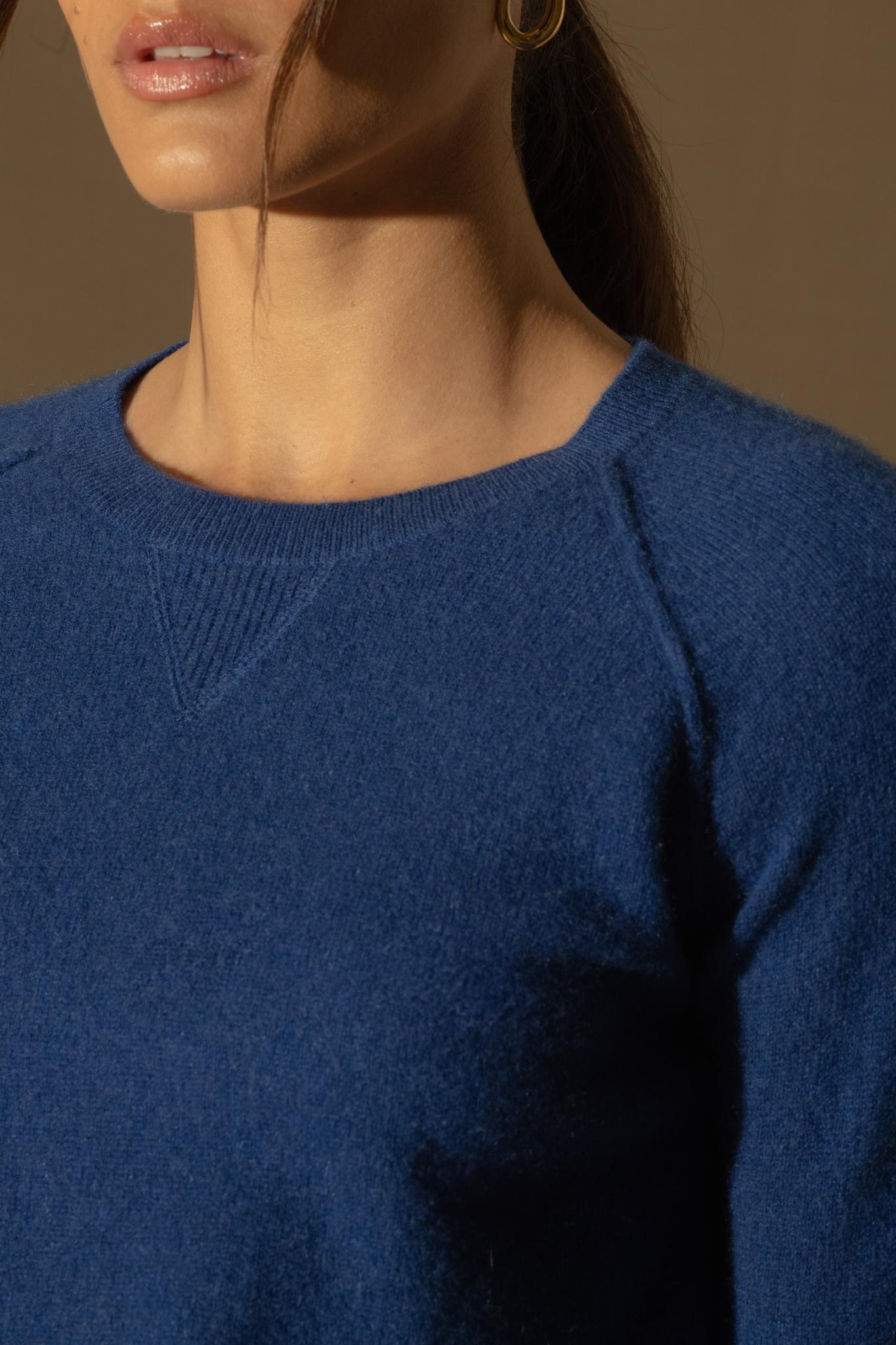 WILMA pull col rond outremer 100% cachemire