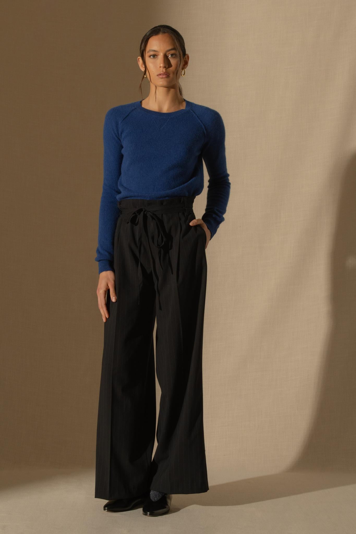WILMA pull col rond outremer 100% cachemire