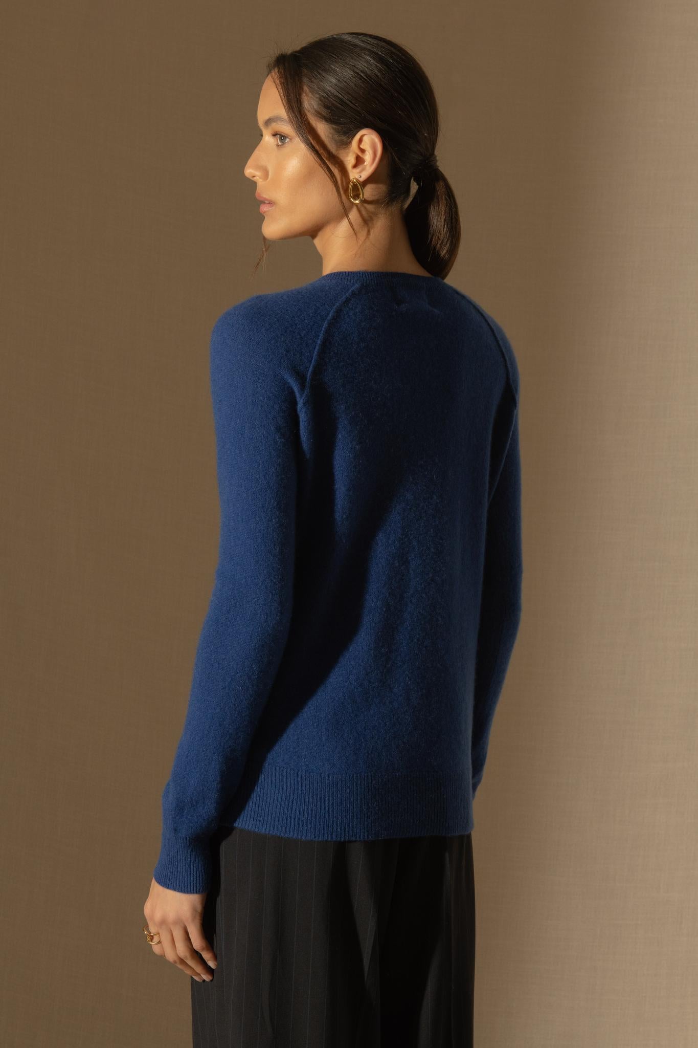 WILMA pull col rond outremer 100% cachemire