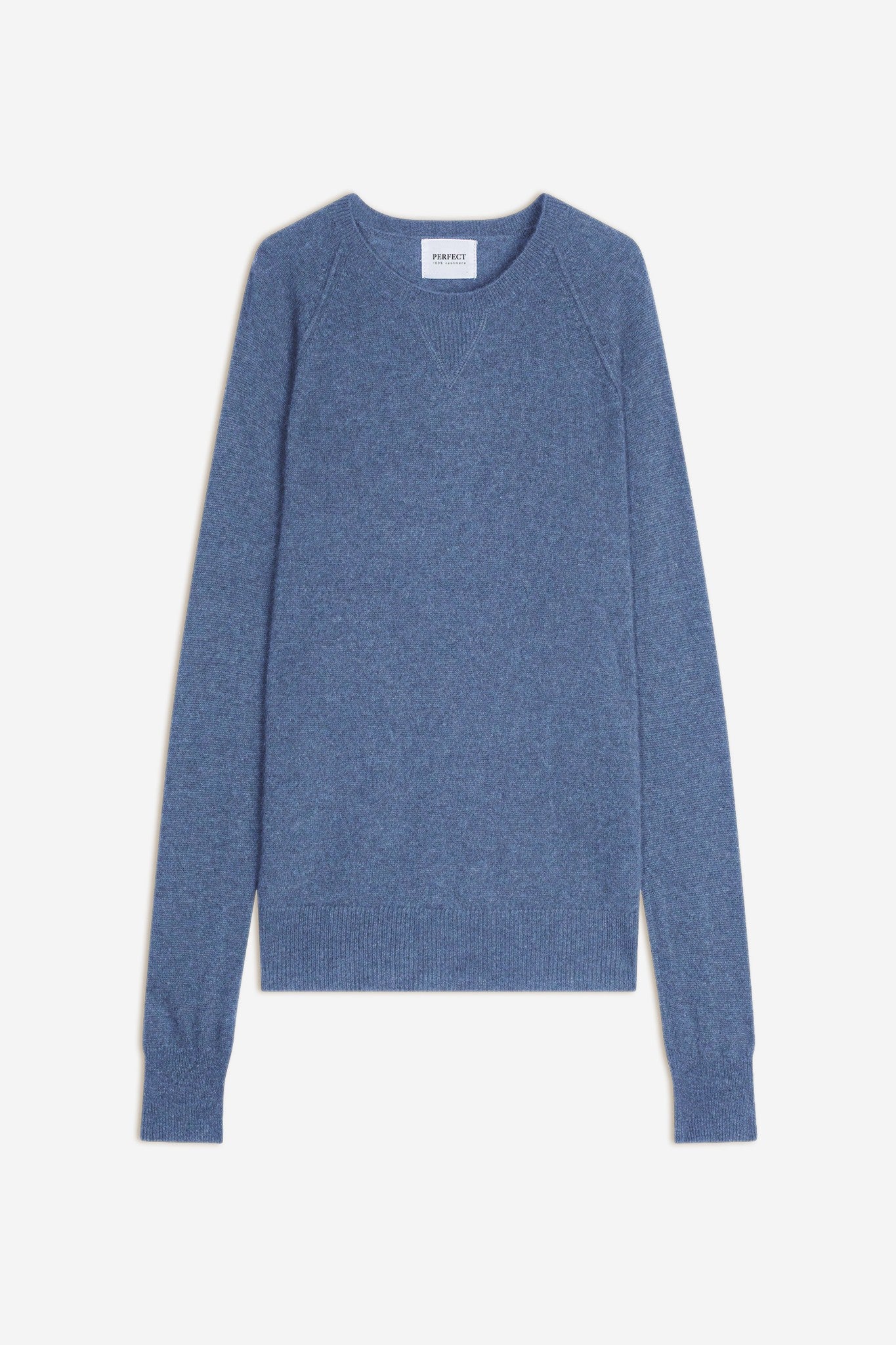 wilma pull col rond petrole chiné 100% cachemire