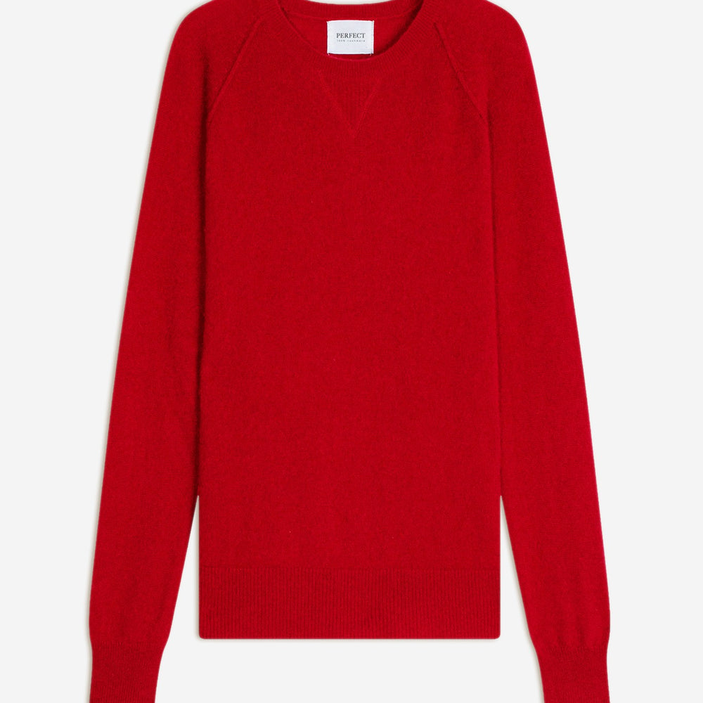 wilma pull col rond rouge 100% cachemire