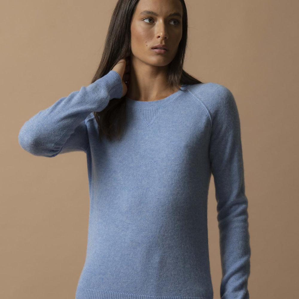 WILMA pull col rond sky 100% cachemire