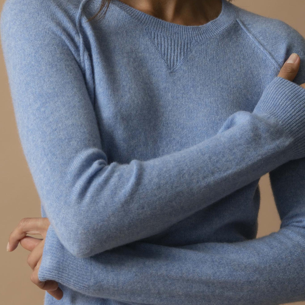 WILMA pull col rond sky 100% cachemire