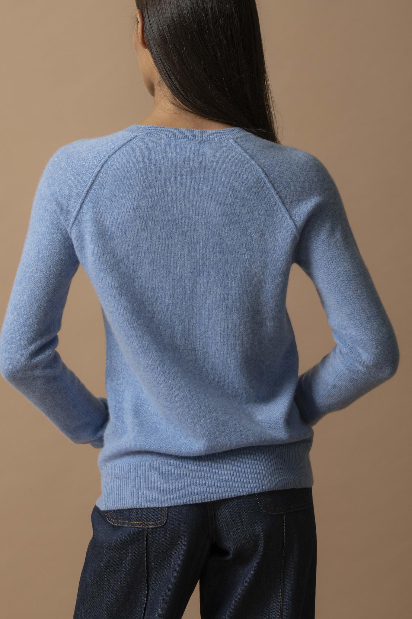 WILMA pull col rond sky 100% cachemire