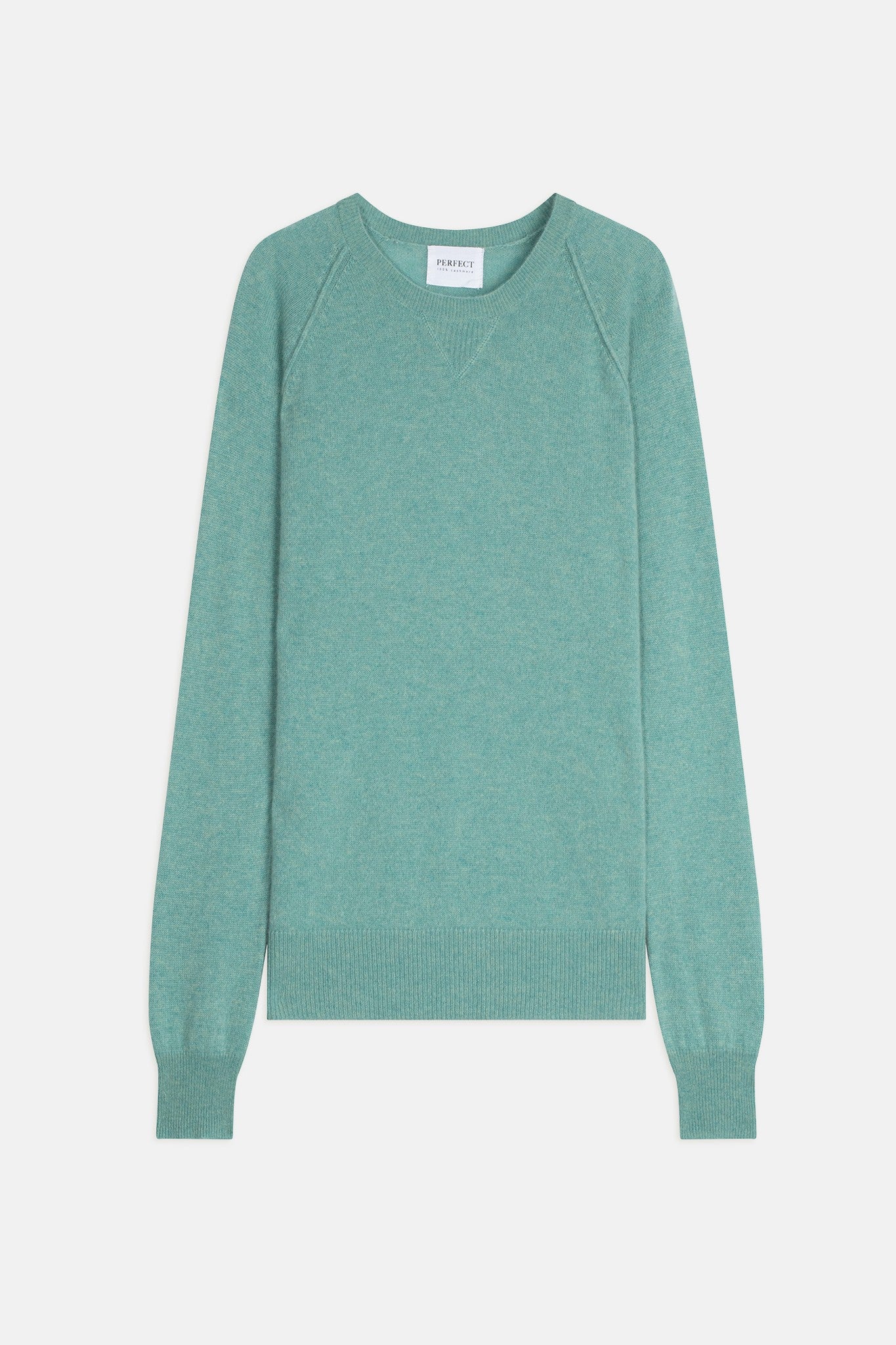 wilma pull col rond vert chiné 100% cachemire