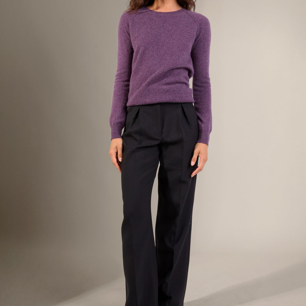wilma pull col rond violet chiné 100% cachemire