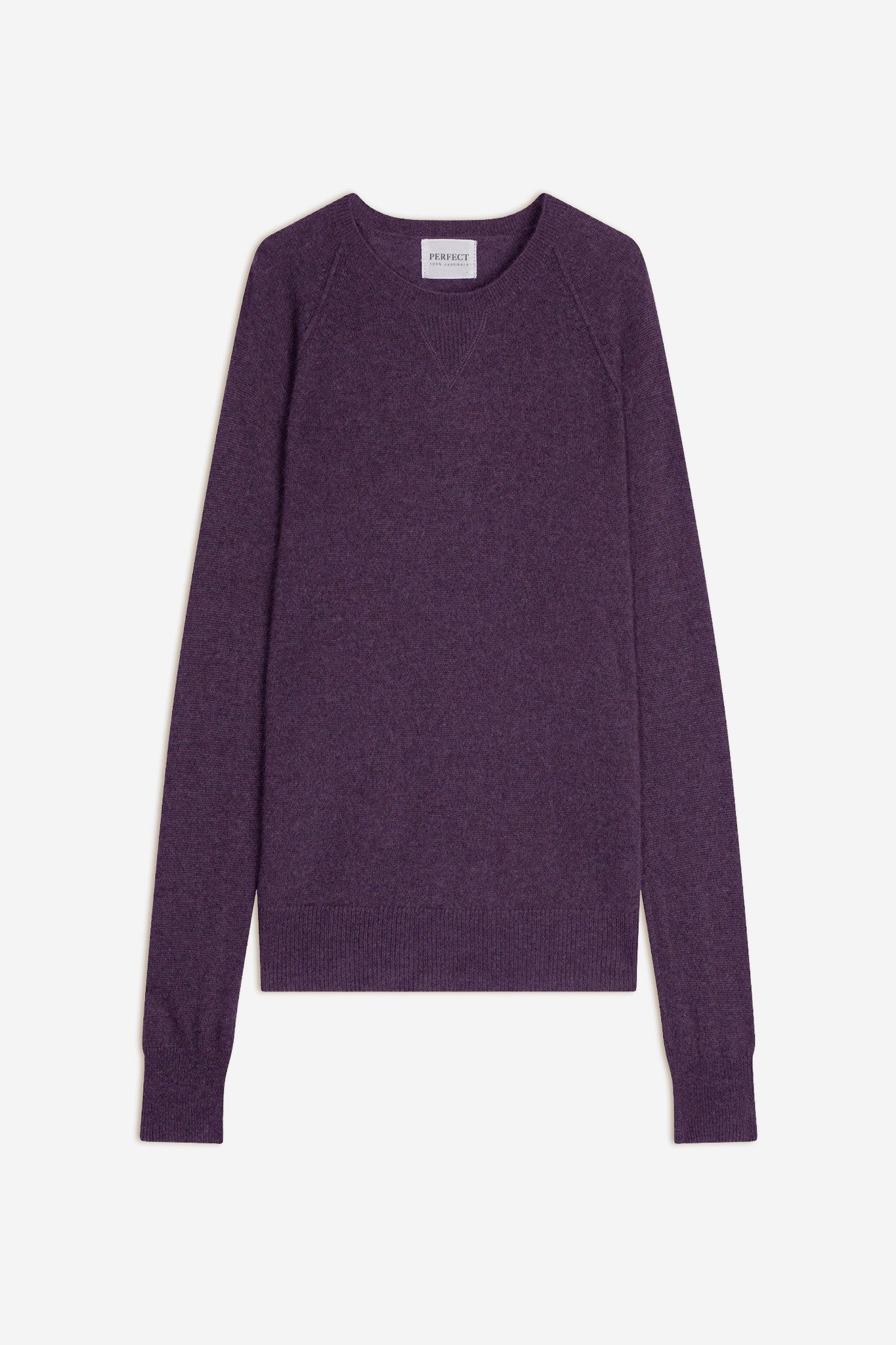 wilma pull col rond violet chiné 100% cachemire