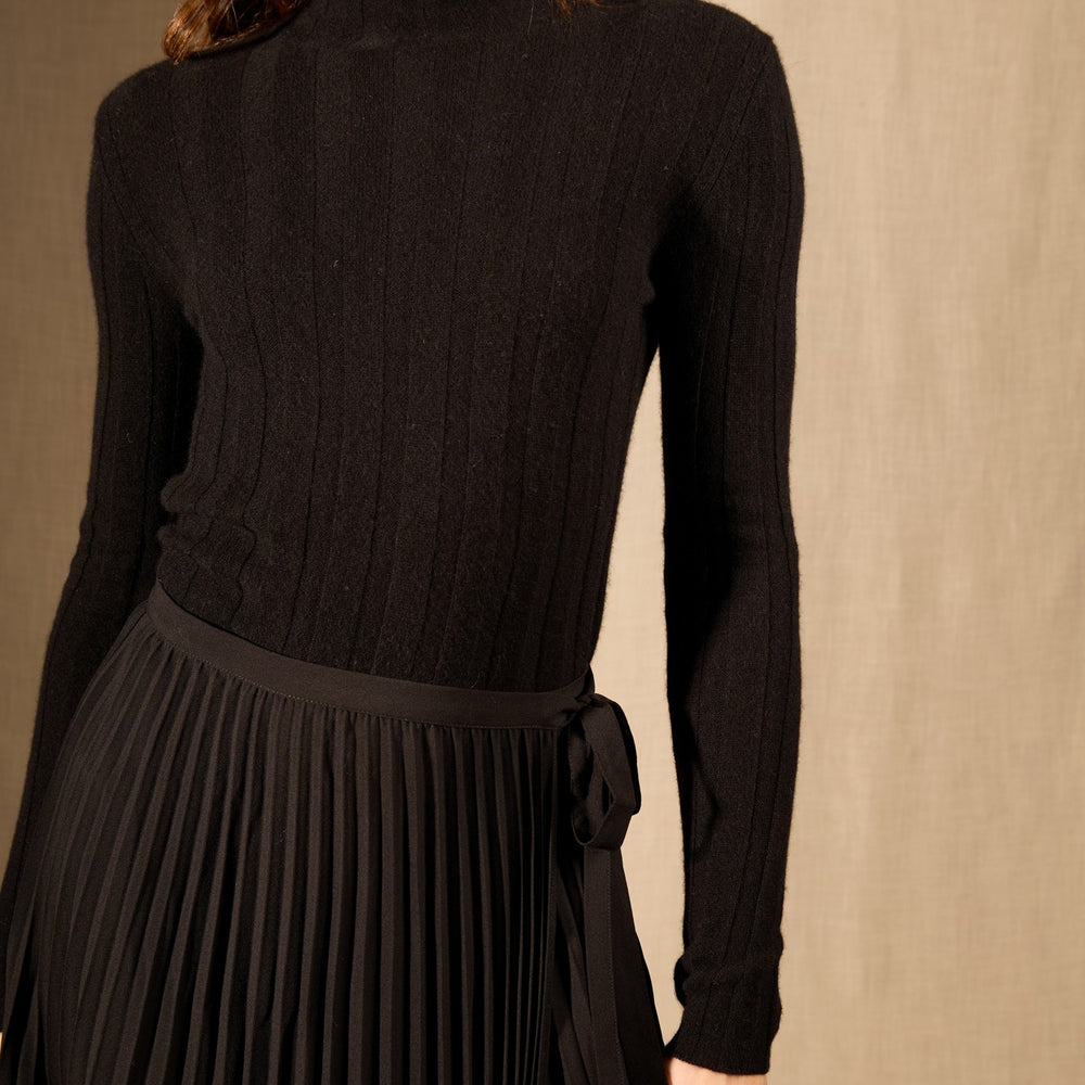 ysaline pull col roulé noir 100% cachemire