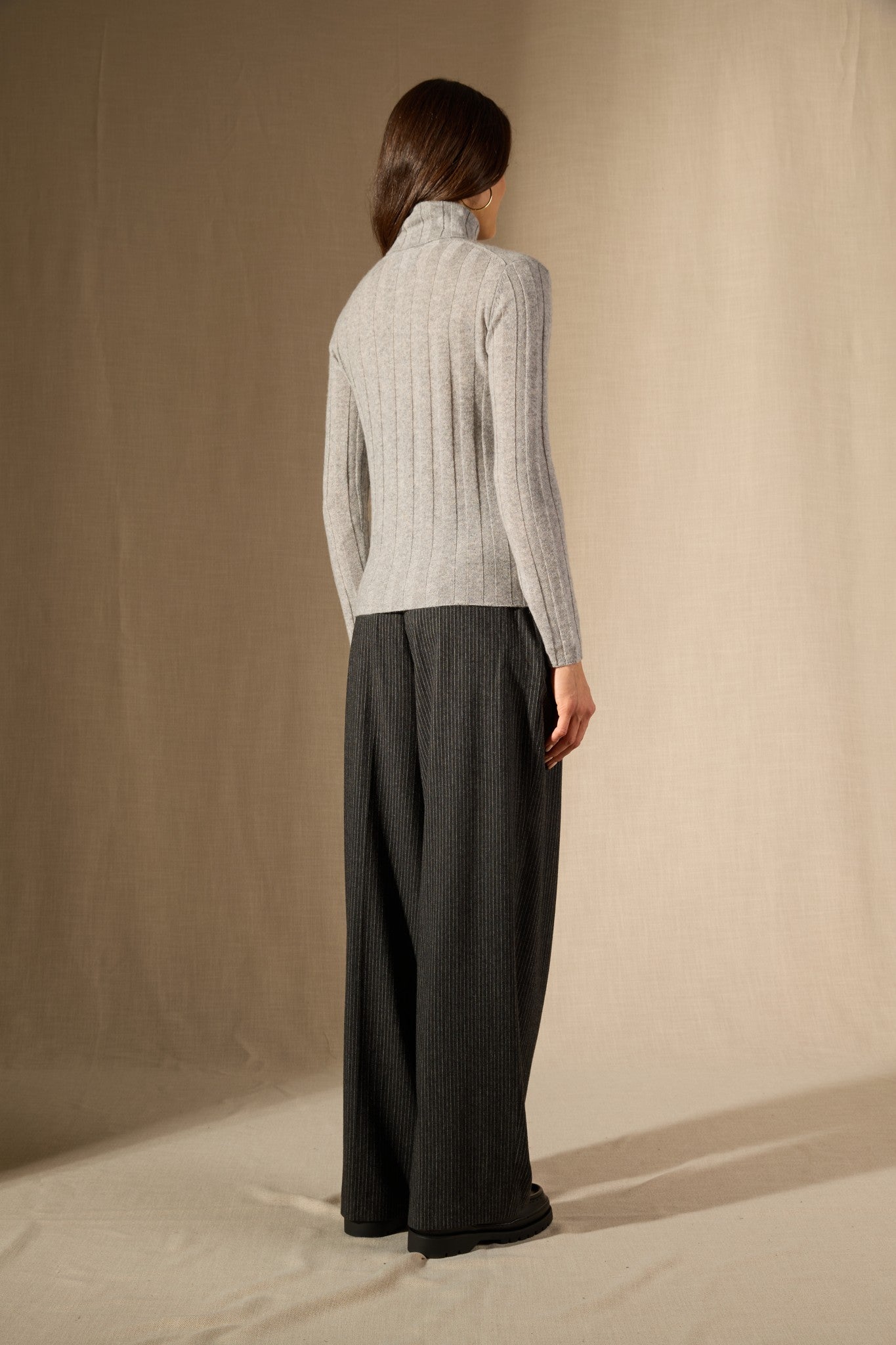 ysaline pull col roulé nuage chiné 100% cachemire