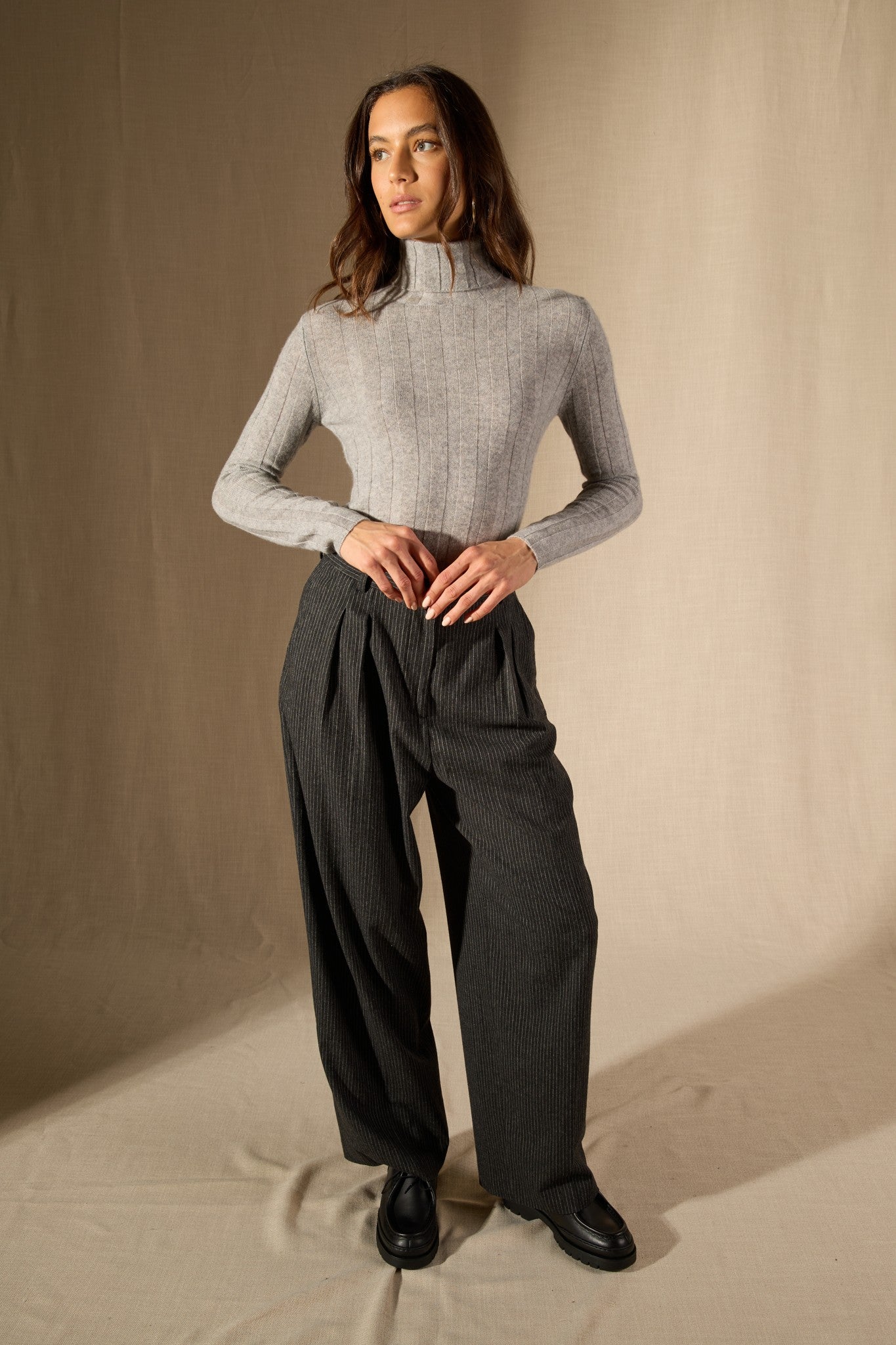 ysaline pull col roulé nuage chiné 100% cachemire