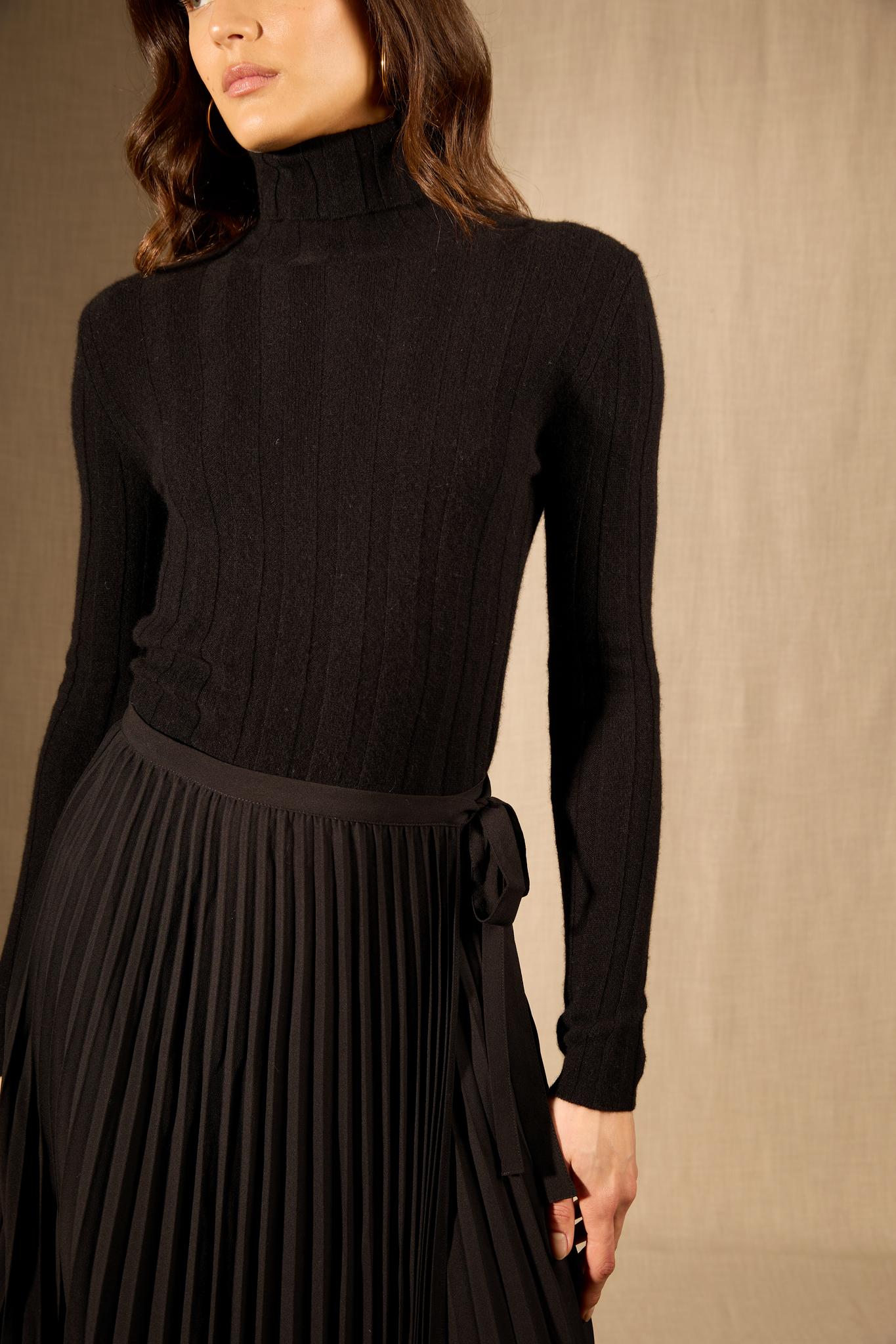 Ysaline pull col roulé noir 100% cachemire