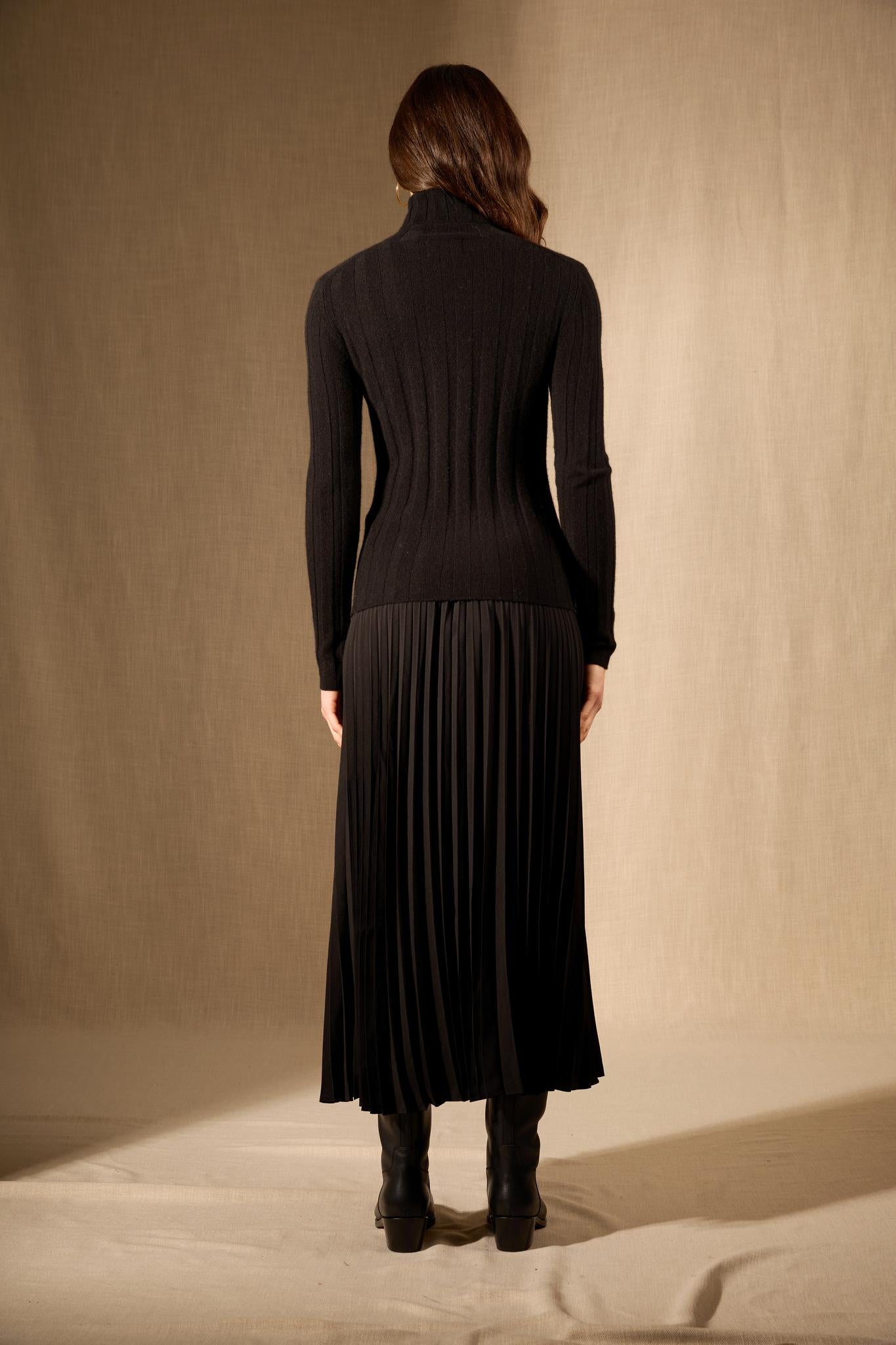 Ysaline pull col roulé noir 100% cachemire