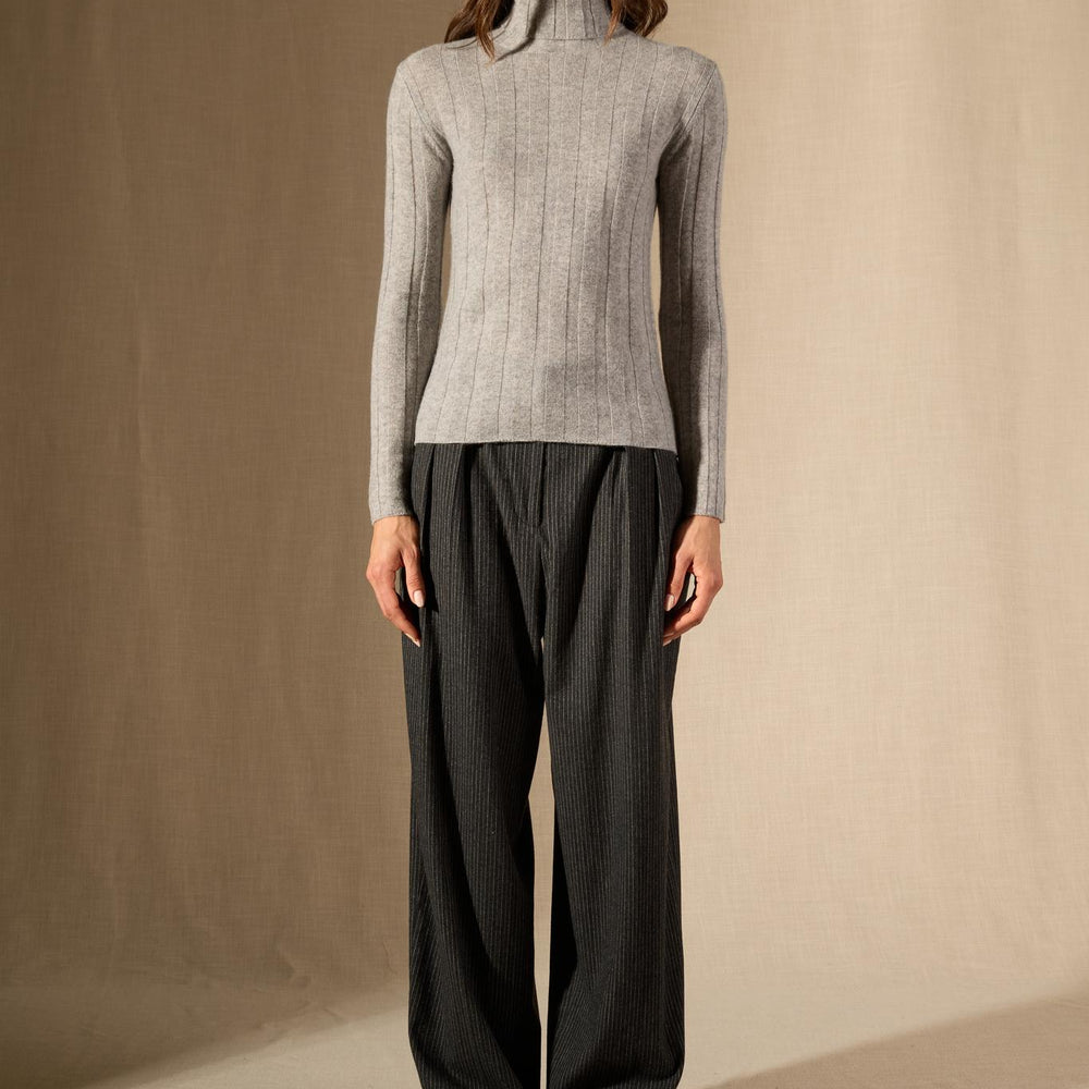 Ysaline pull col roulé nuage chiné 100% cachemire