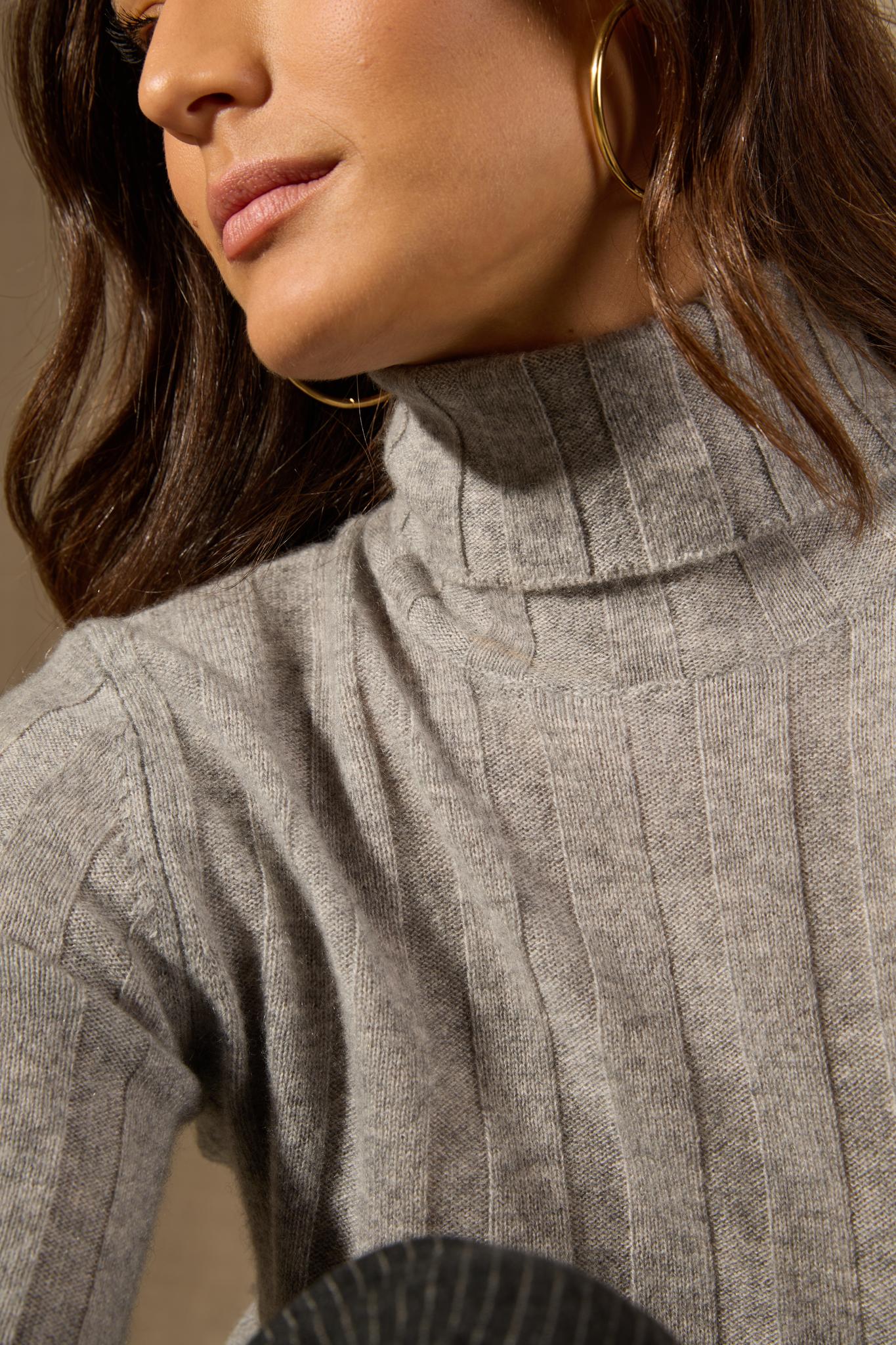 Ysaline pull col roulé nuage chiné 100% cachemire