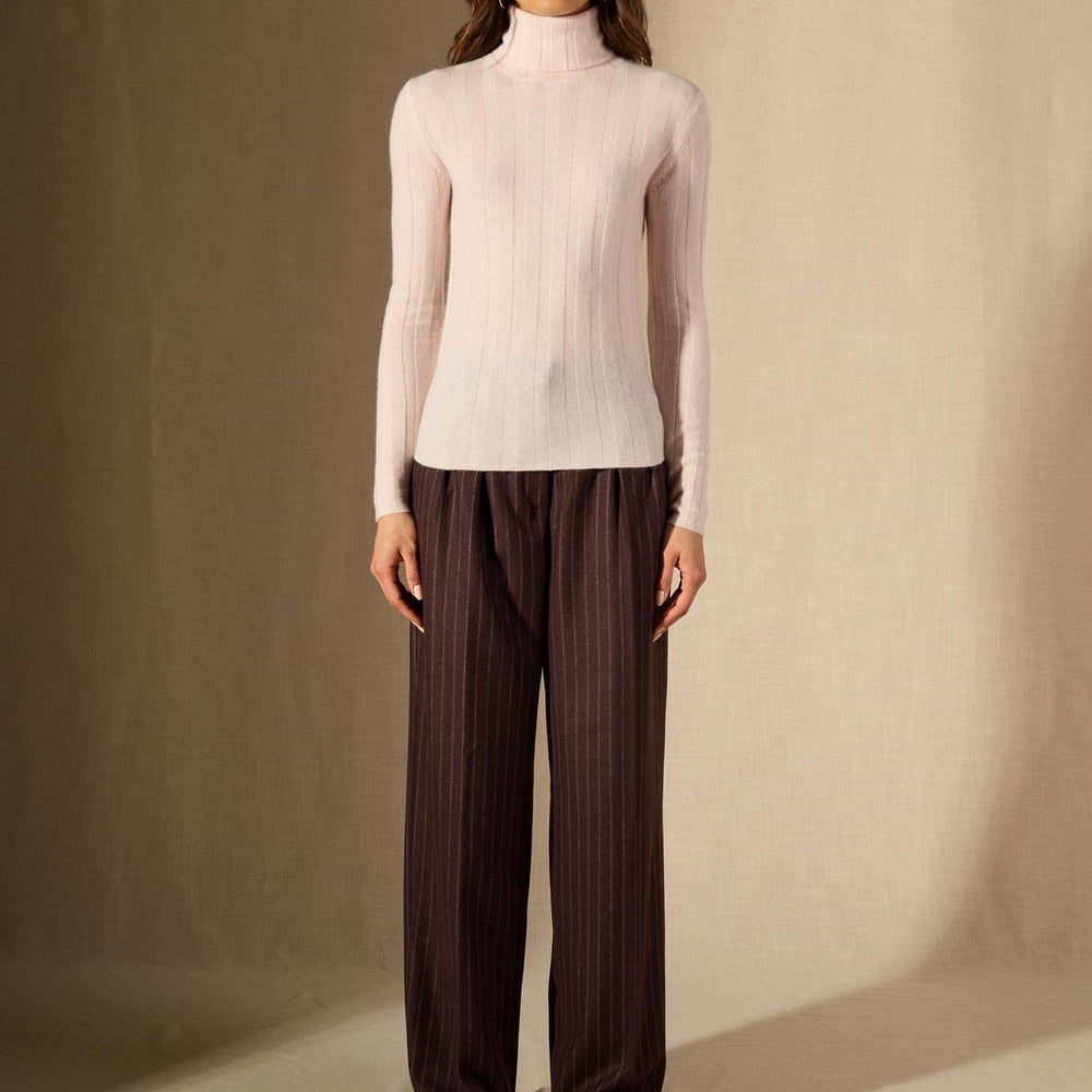 Ysaline pull col roulé poudre 100% cachemire