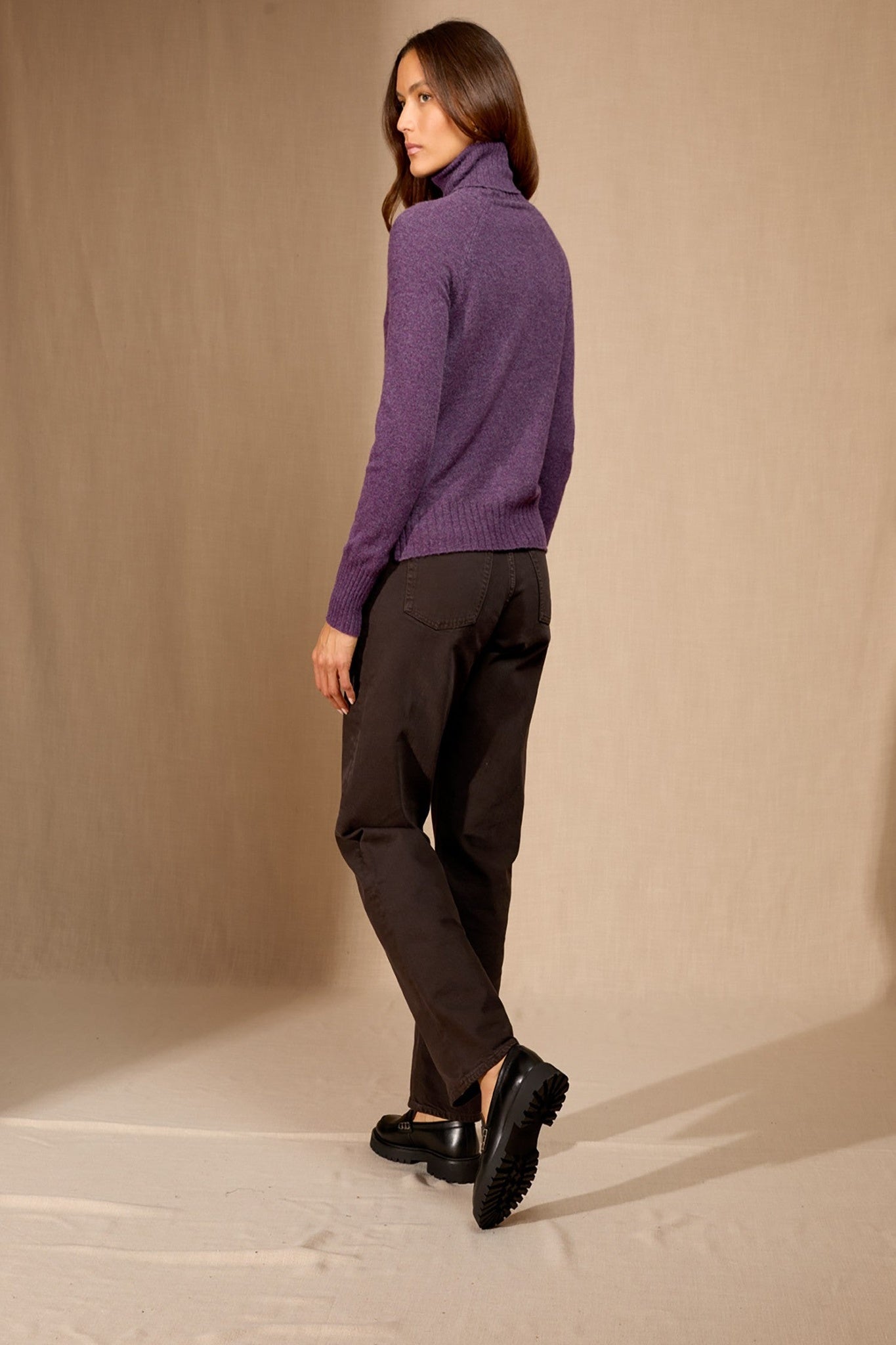 zerion pull col roulé violet chiné 100% cachemire