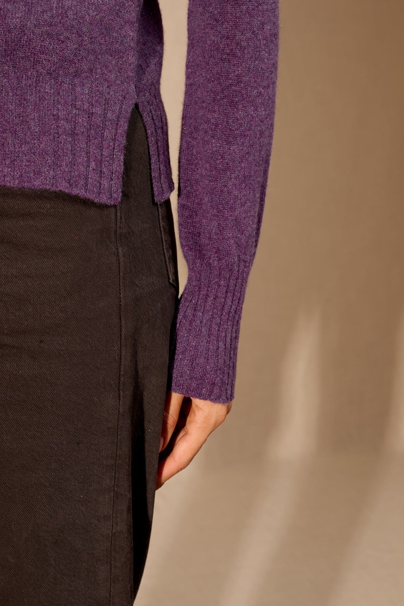 zerion pull col roulé violet chiné 100% cachemire