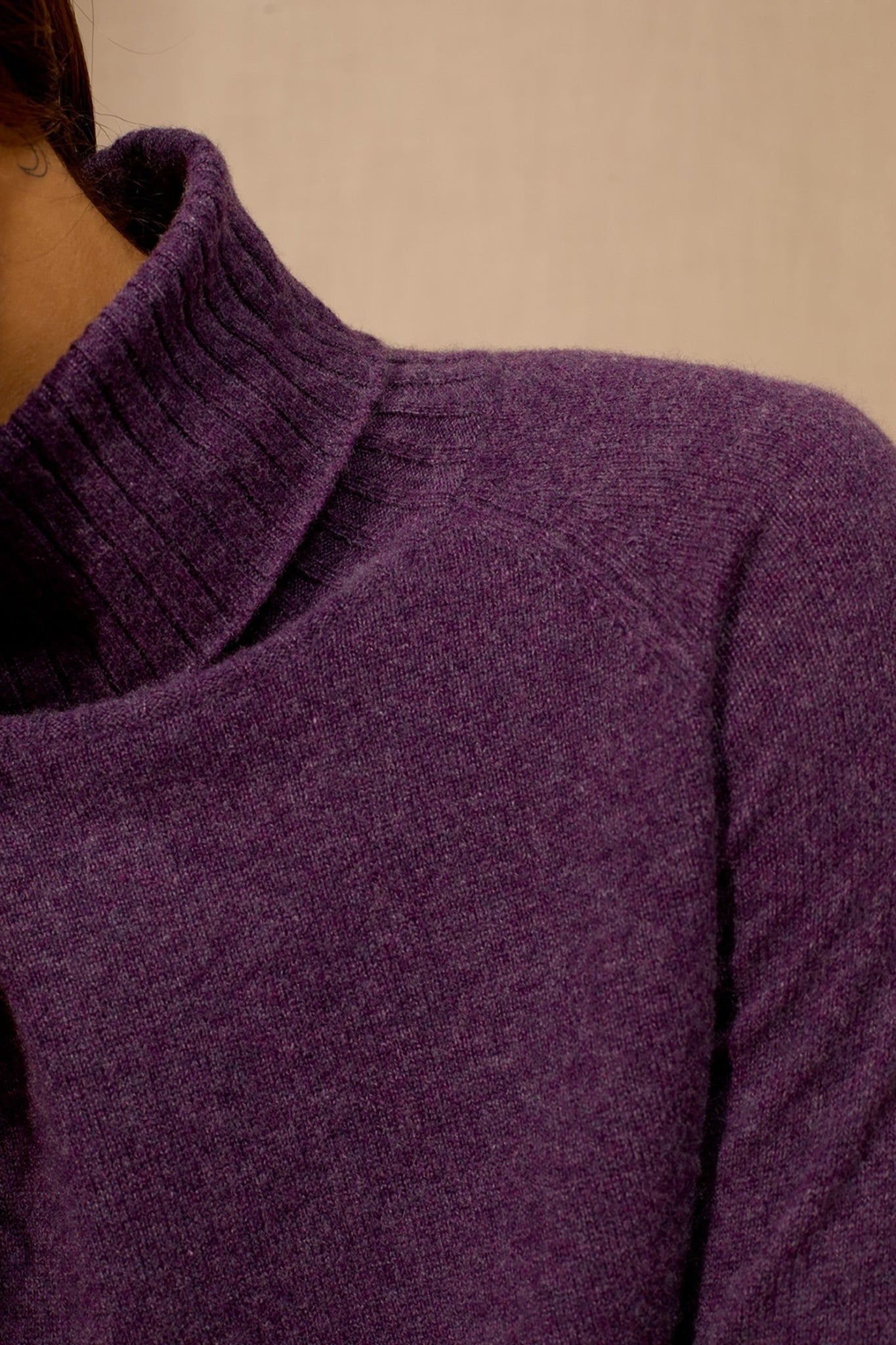 zerion pull col roulé violet chiné 100% cachemire